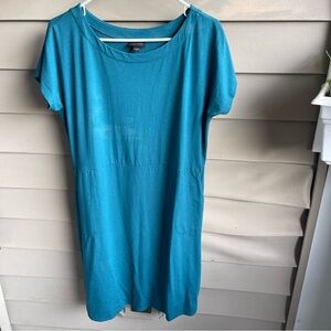 J. JILL WEAREVER COLLECTION TEAL  Green Sz M RELAXED T SHIRT DRESS WITH POCKETS